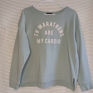 FIFTH SUN Sweatshirt Top Women's Size Large TV MARATHONS ARE MY CARDIO Fleece